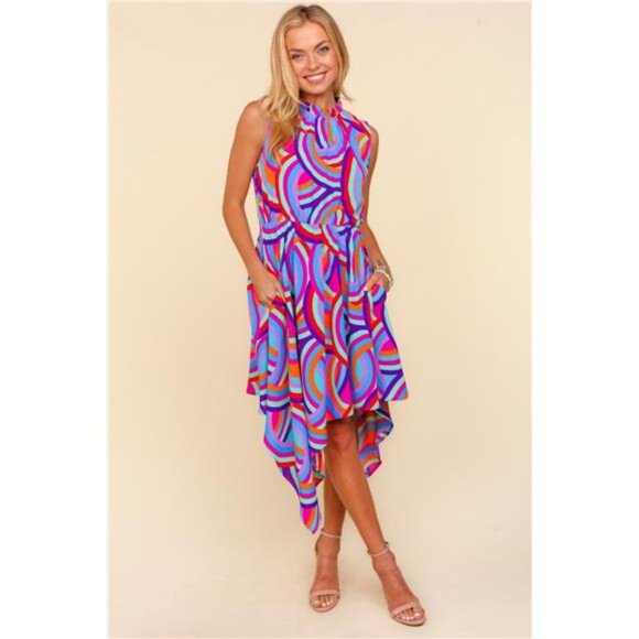 Haptics Full Size Mock Neck Sleeveless Printed Dress - Picture 4 of 4